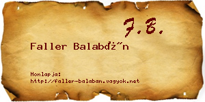 Faller Balabán névjegykártya